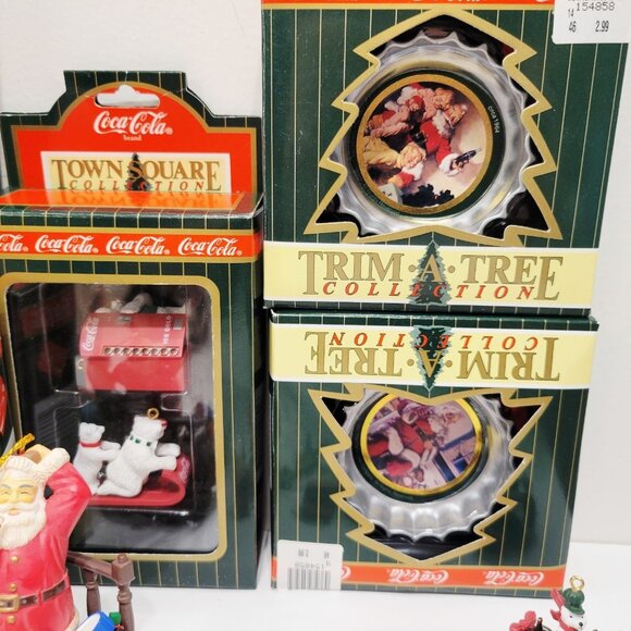 11 Mix Coca Cola Trim A Tree Collection Polar Bear Train Santa Moon Penguin READ - Picture 3 of 6